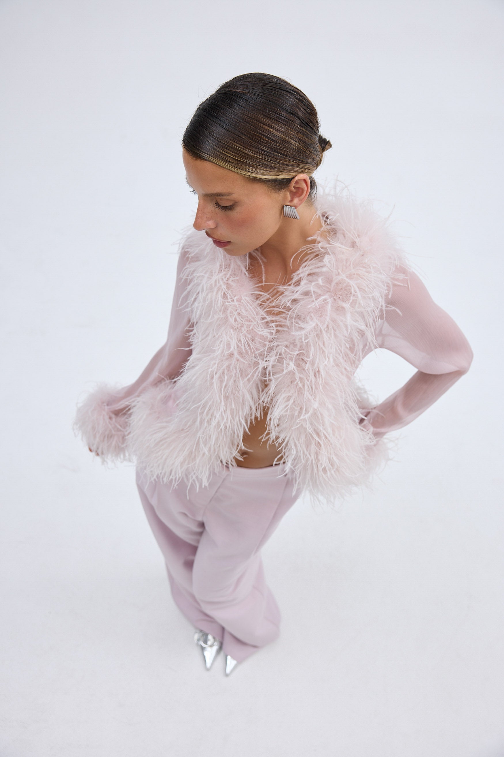 bubish Gigi Sheer Feather Blouse Lilac TOP