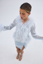 Bubish Gigi Sheer Feather Blouse Pale Blue TOP