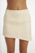 Grace Curved Mini Skirt - Ivory TOP Bubish Luxe