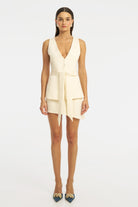 Grace Curved Mini Skirt - Ivory TOP Bubish Luxe