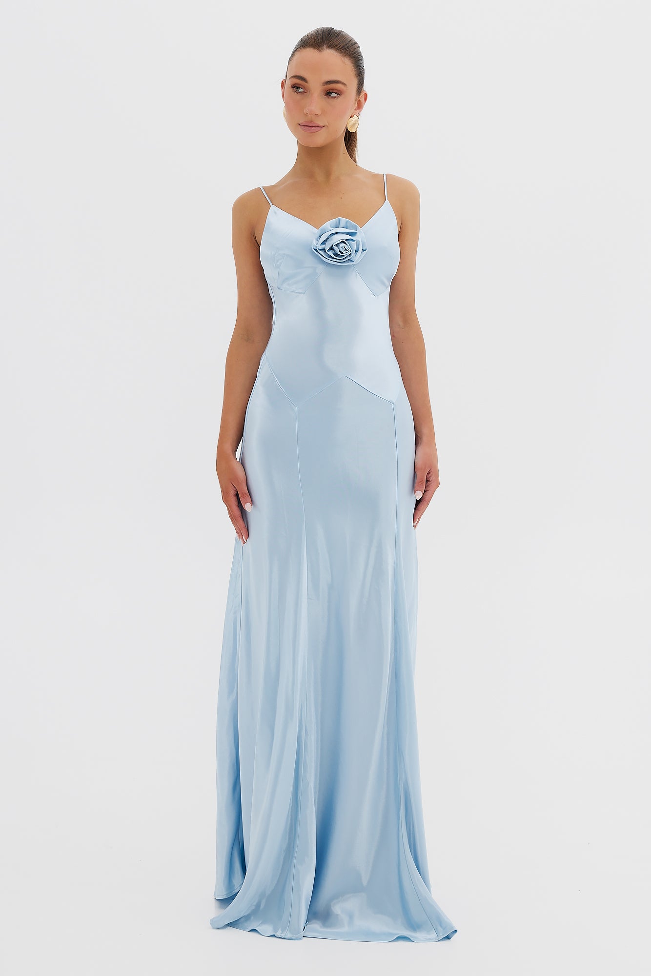 Savannah Rosette Gown - Baby Blue DRESS Bubish Luxe