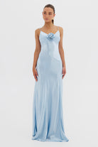 Savannah Rosette Gown - Baby Blue DRESS Bubish Luxe