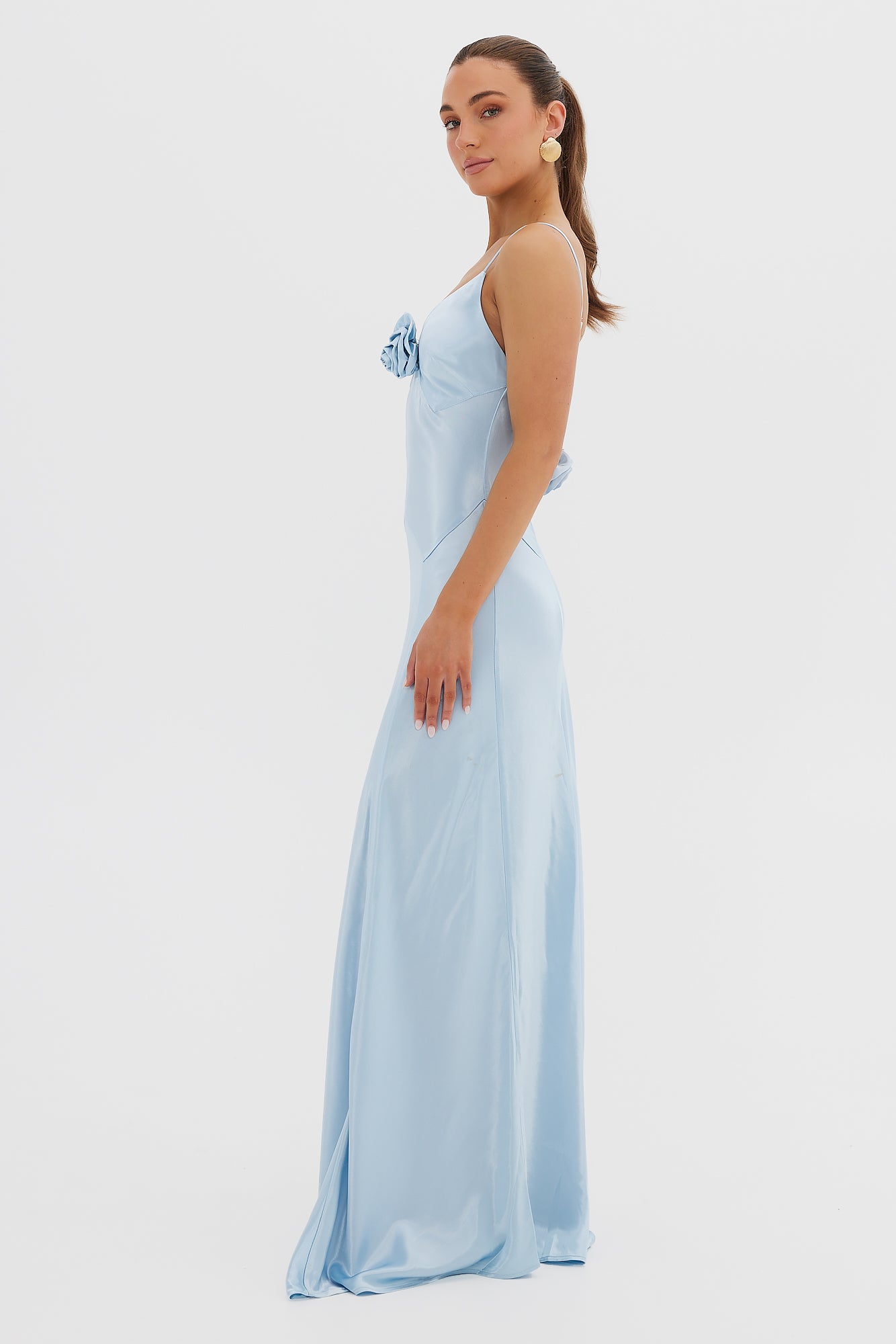 Savannah Rosette Gown - Baby Blue DRESS Bubish Luxe