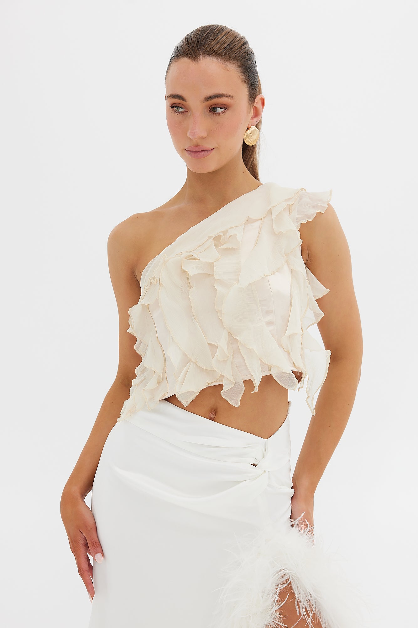 Isabella Ruffle Top - Ivory TOP Bubish Luxe