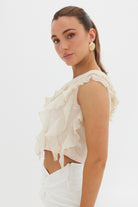 Isabella Ruffle Top - Ivory TOP Bubish Luxe