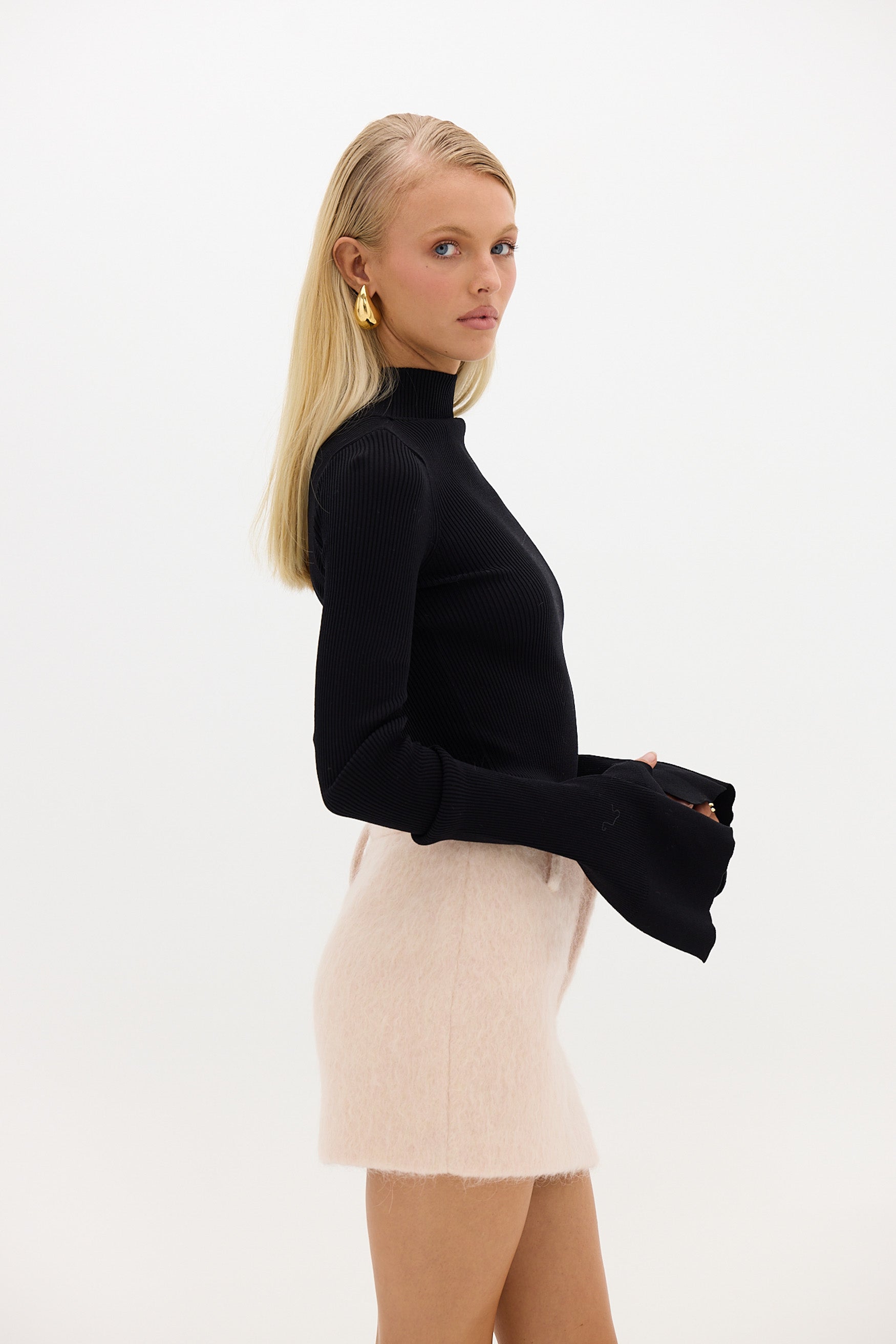 Harper Wool Mini Skirt - Blush Pink SKIRT Bubish Luxe