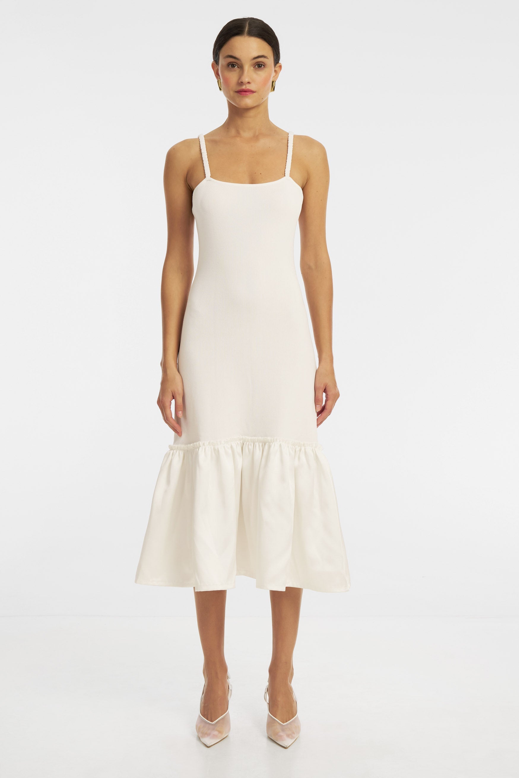 Victoria Knit Midi Dress - White DRESS Bubish Luxe