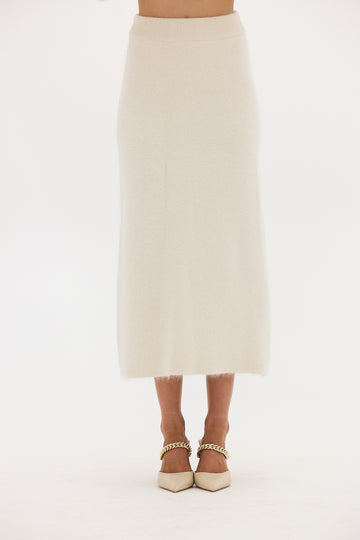 Frankie Knit Skirt Ivory SKIRT Bubish Luxe