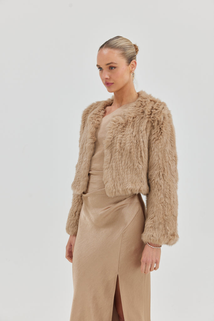 Lola Crop Jacket - Beige JACKET Bubish Luxe