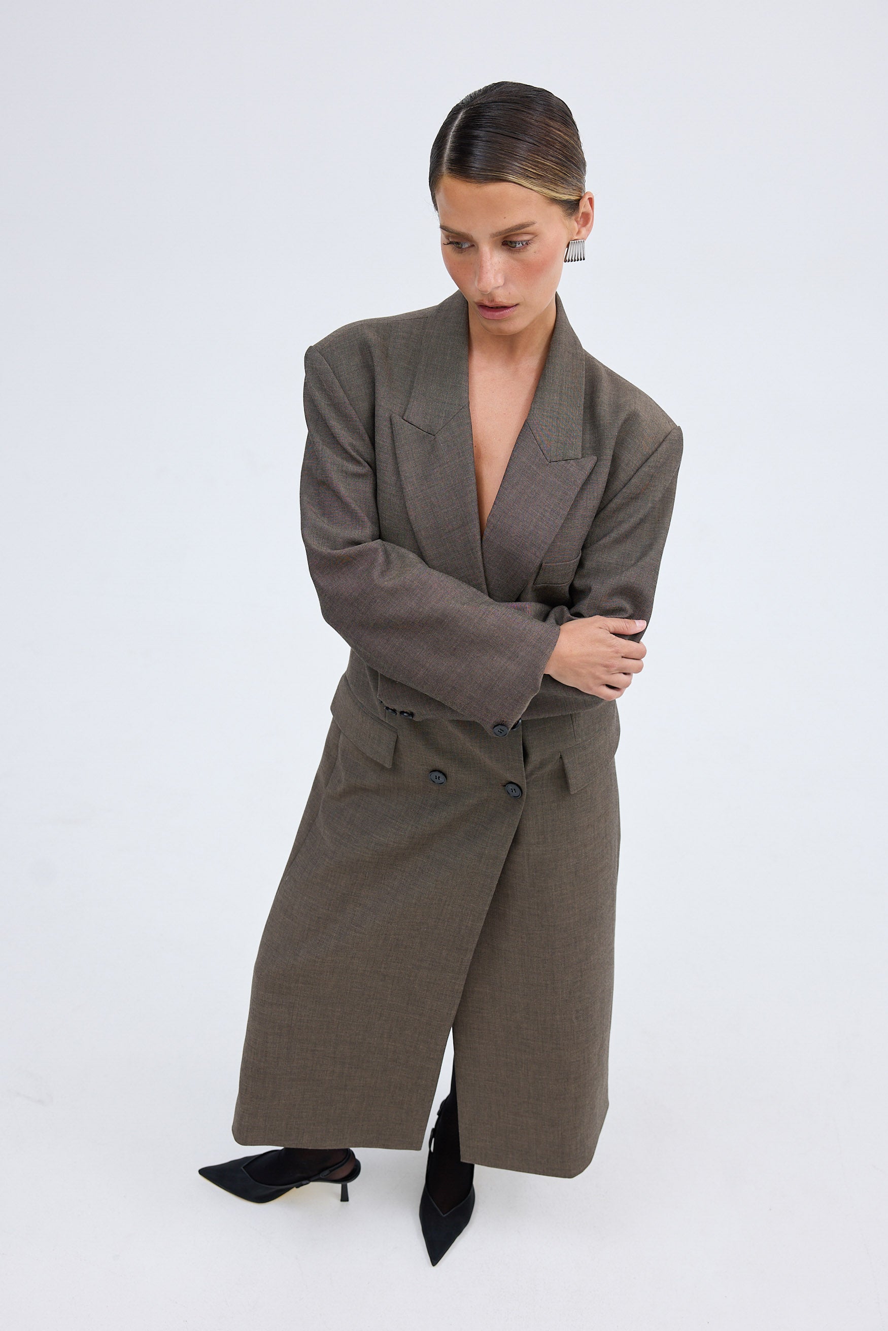 bubish Charlee Blazer Coat - Taupe Grey COAT