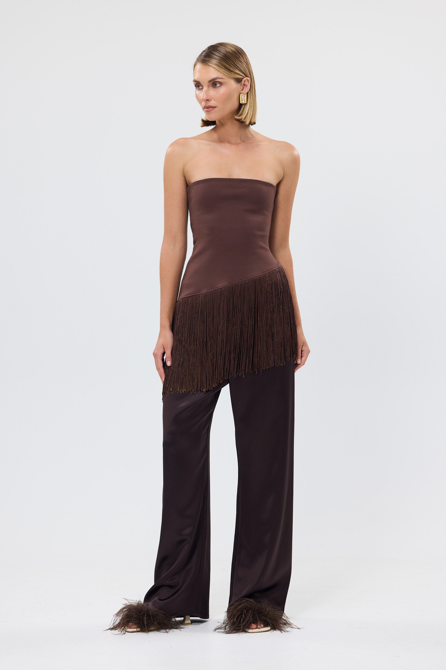 bubish Chiara Strapless Tassel Top Chocolate TASSEL TOP