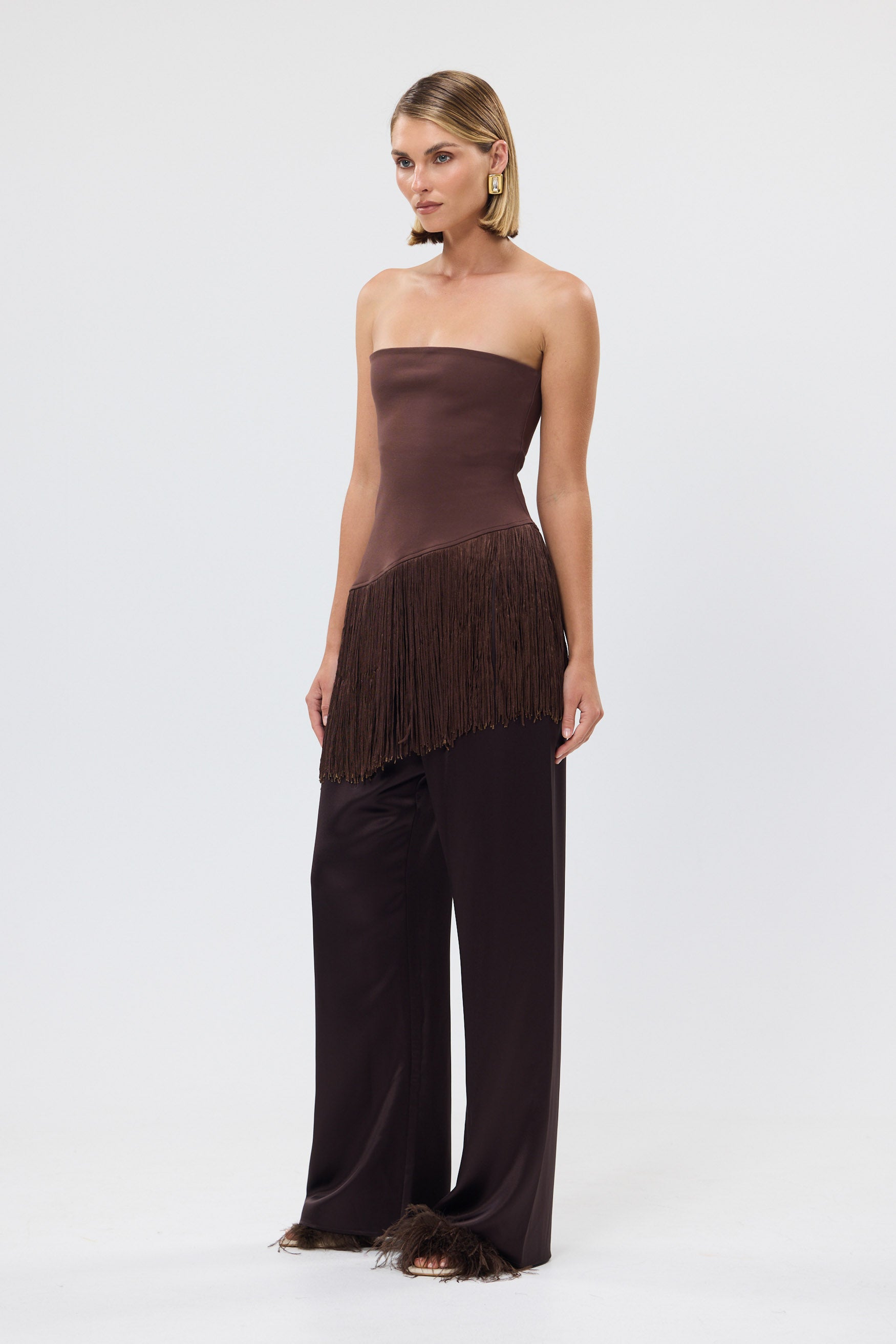 bubish Chiara Strapless Tassel Top Chocolate TASSEL TOP