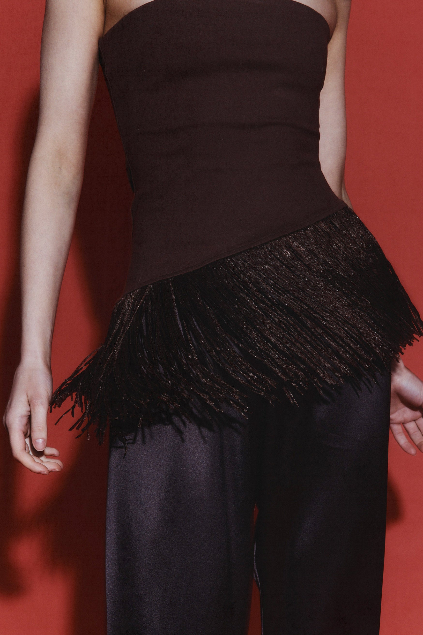 bubish Chiara Strapless Tassel Top Chocolate TASSEL TOP