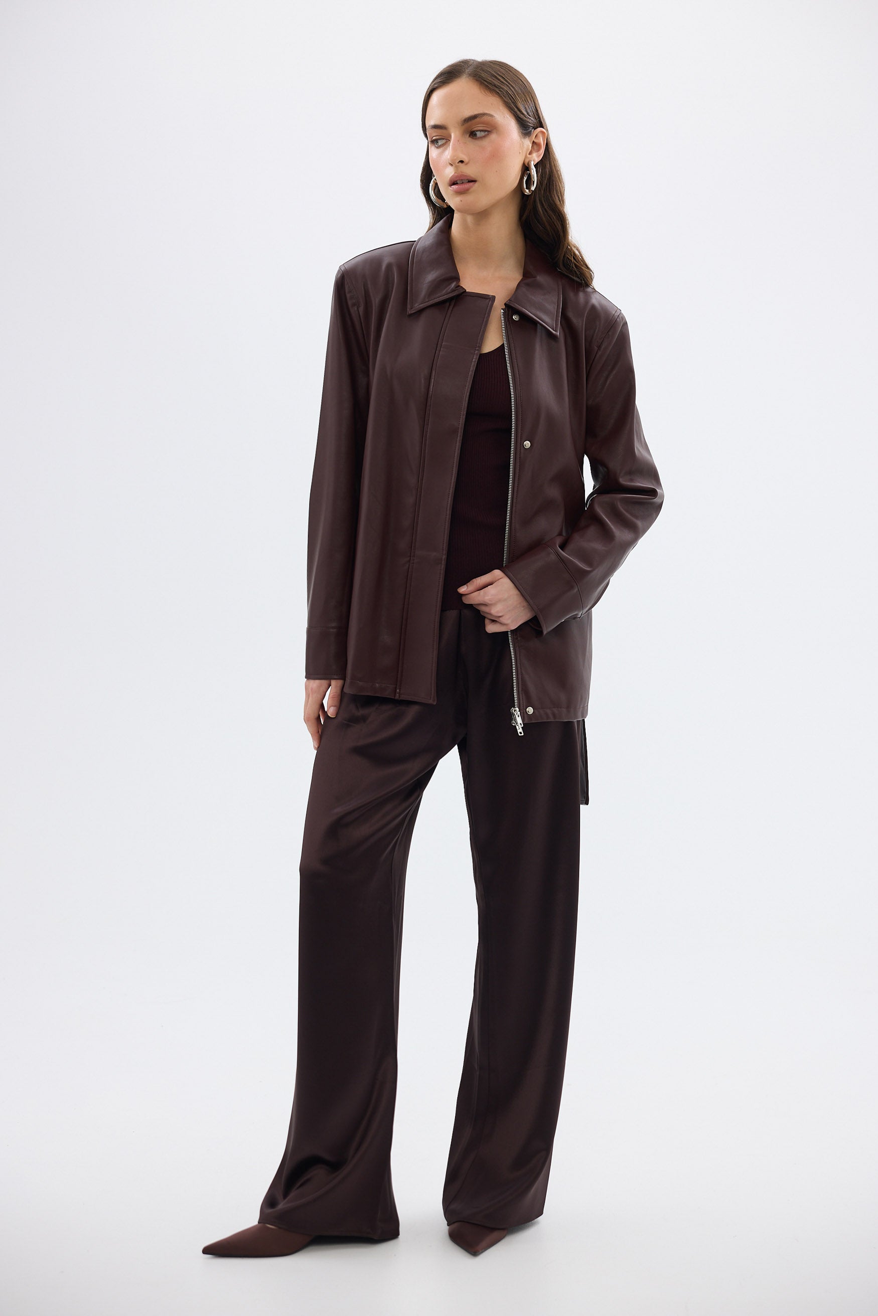 bubish Ellery Faux Leather Jacket Bordeaux FAUX LEATHER JACKET