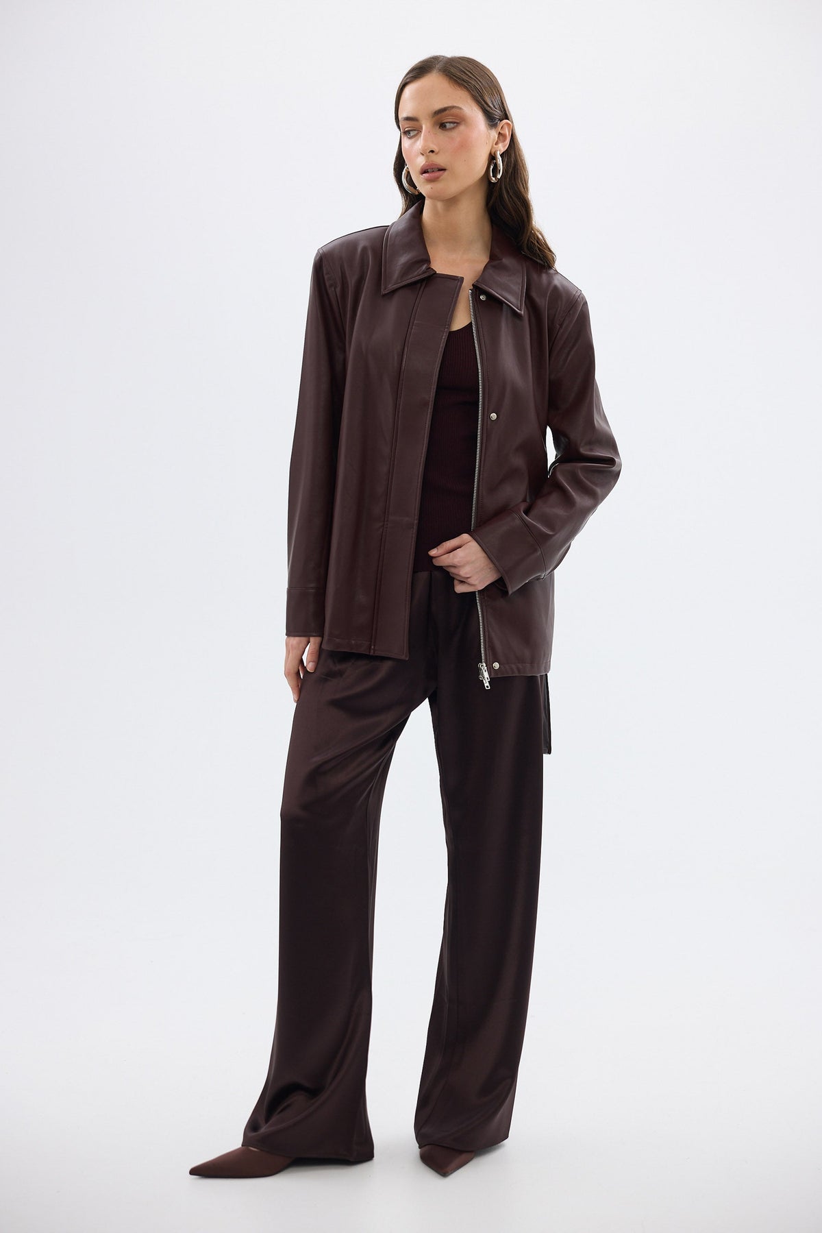 bubish Ellery Faux Leather Jacket Bordeaux FAUX LEATHER JACKET