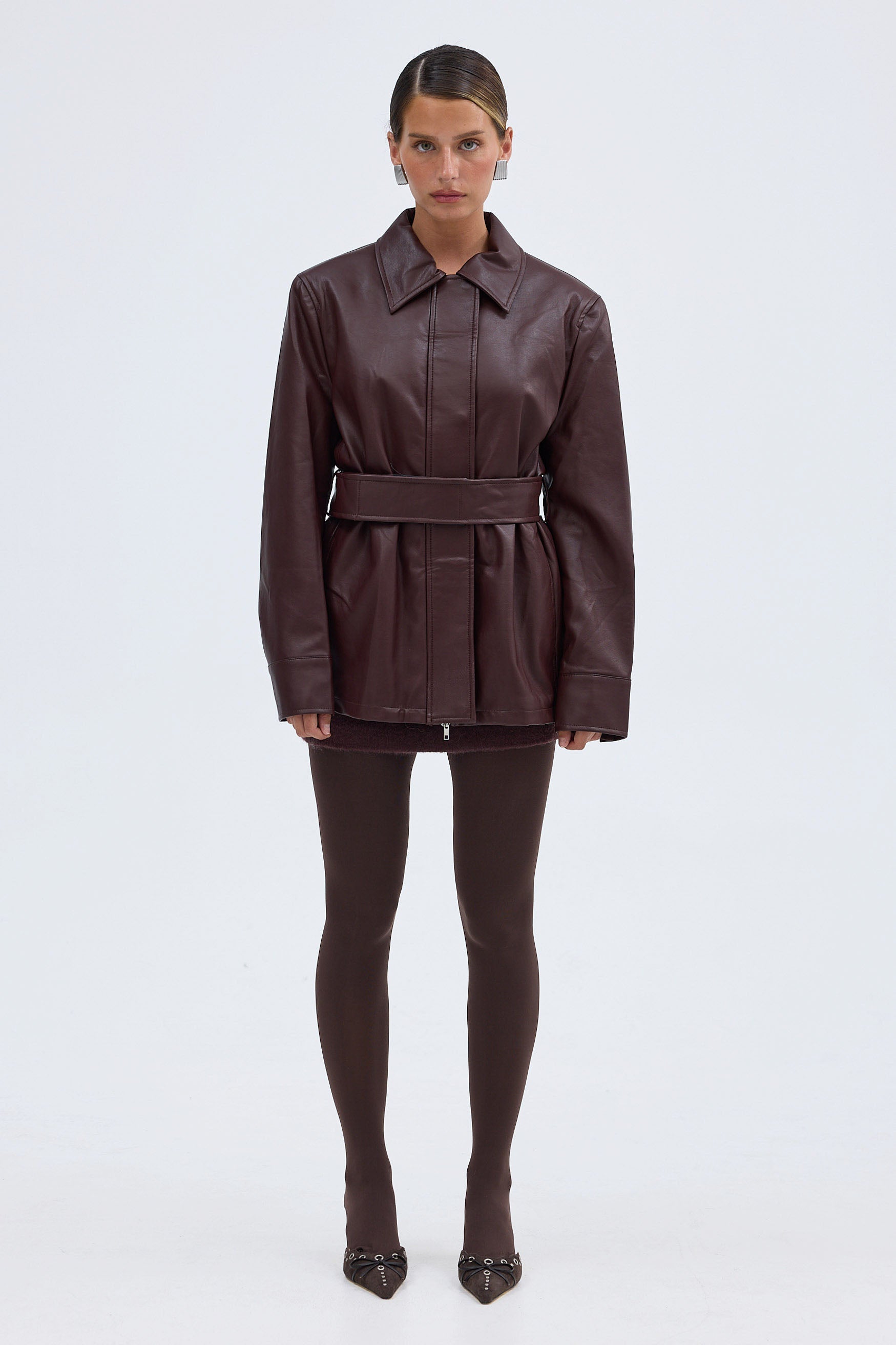 bubish Ellery Faux Leather Jacket Bordeaux FAUX LEATHER JACKET