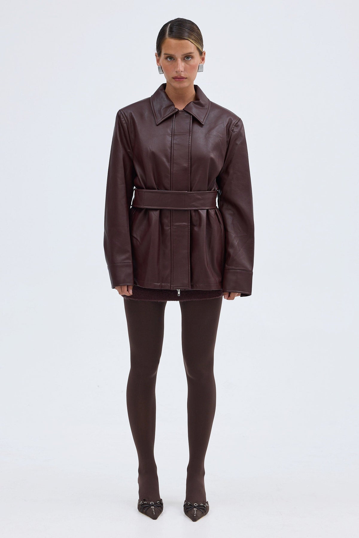 bubish Ellery Faux Leather Jacket Bordeaux FAUX LEATHER JACKET
