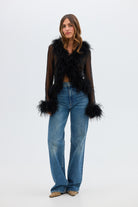 bubish Gigi Sheer Feather Blouse Black TOP
