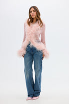 bubish Gigi Sheer Feather Blouse Blush TOP
