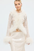bubish Gigi Sheer Feather Blouse Ivory Sequin SEQUIN FEATHER TOP