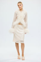 bubish Gigi Sheer Feather Blouse Ivory Sequin SEQUIN FEATHER TOP