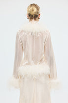 bubish Gigi Sheer Feather Blouse Ivory Sequin SEQUIN FEATHER TOP