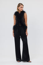 bubish Gigi Sheer Feather Vest Black FEATHER TOP