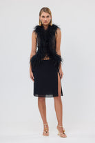 bubish Gigi Sheer Feather Vest Black FEATHER TOP