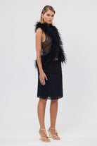 bubish Gigi Sheer Feather Vest Black FEATHER TOP