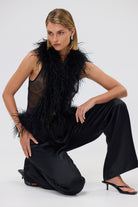 bubish Gigi Sheer Feather Vest Black FEATHER TOP