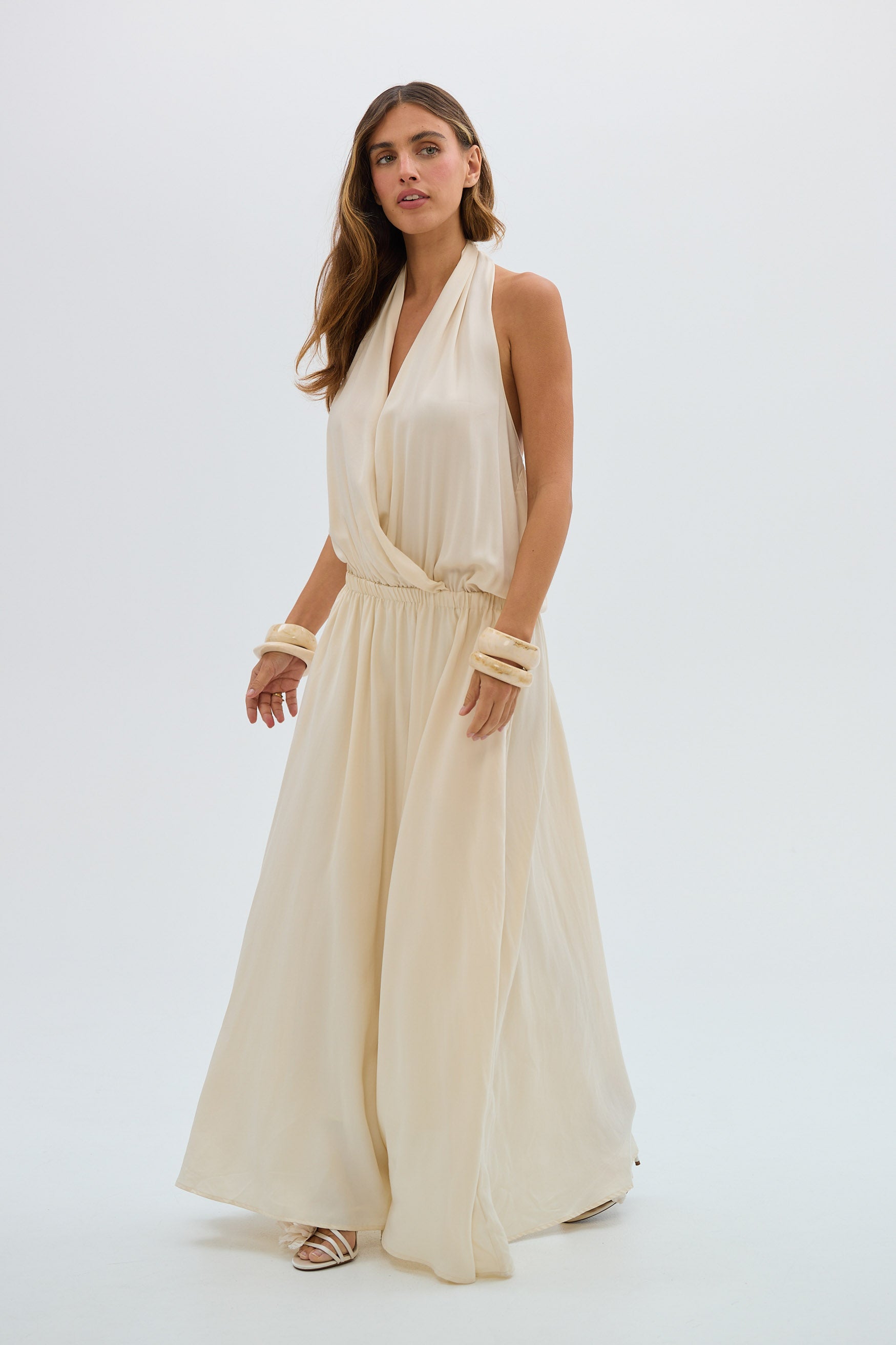 bubish Grecian Maxi Dress Ivory DRESS