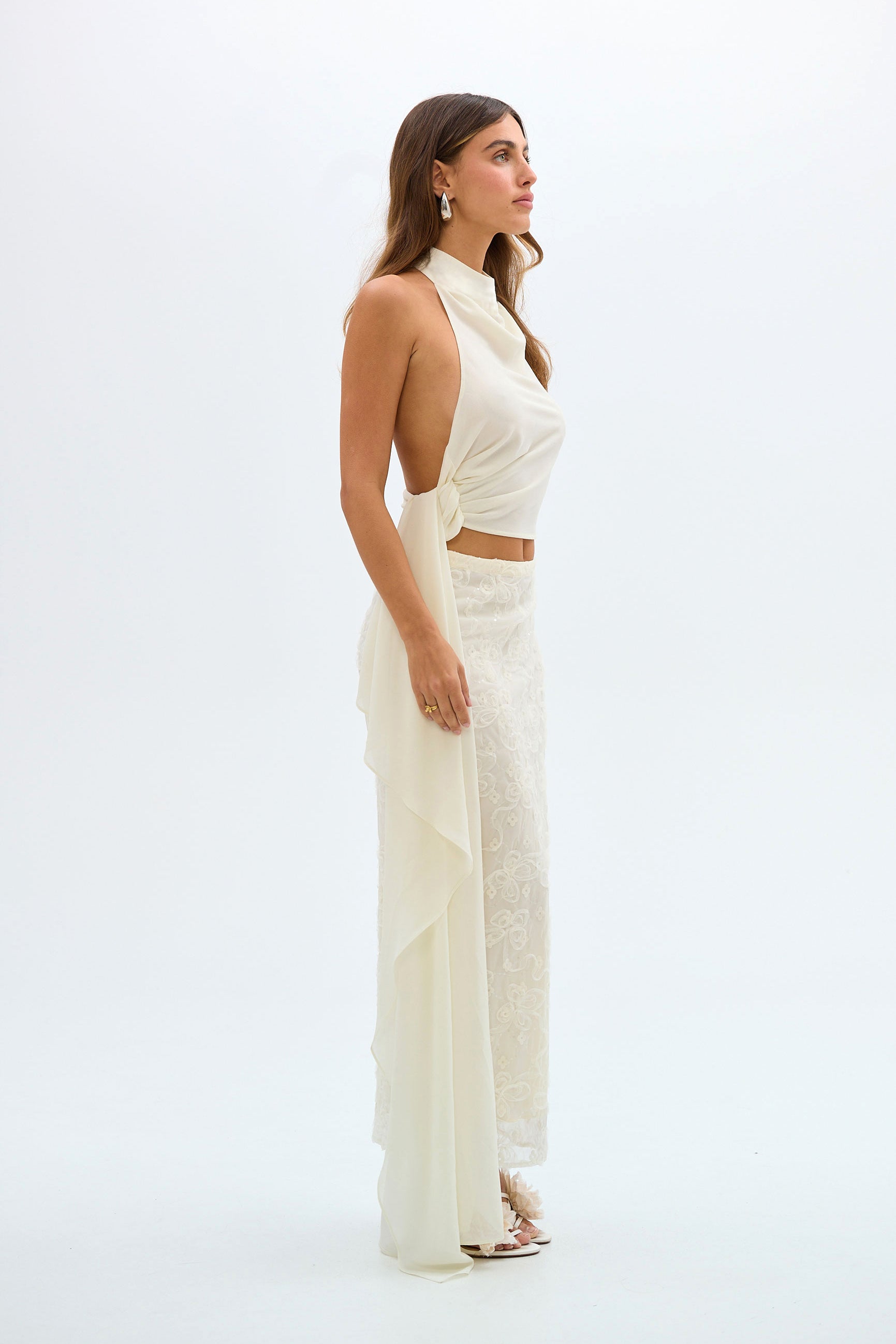 bubish Hailey Cowl Neck Top Ivory TOP