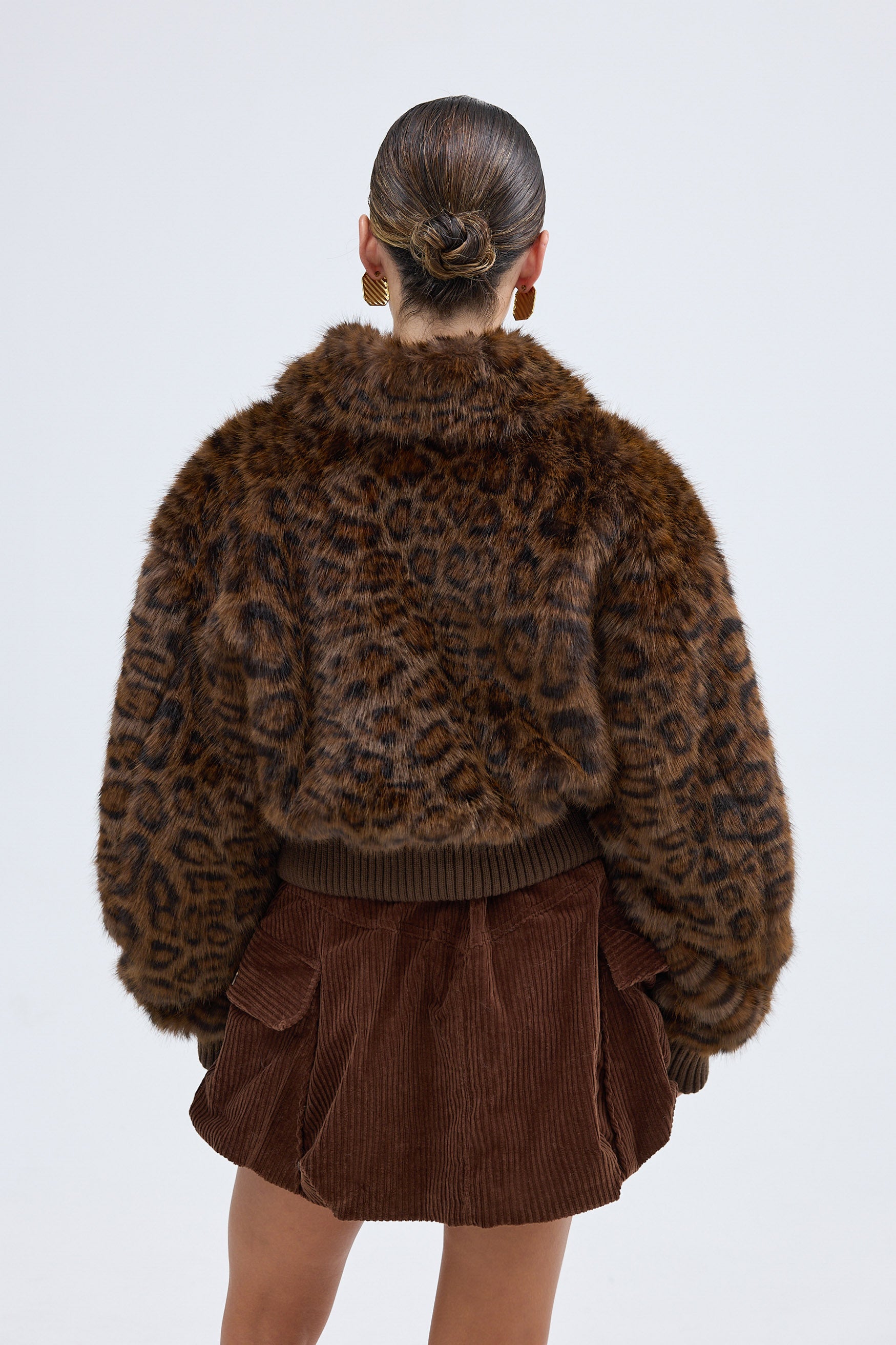 bubish Hailey Faux Fur Bomber Jacket Leopard FAUX FUR JACKET