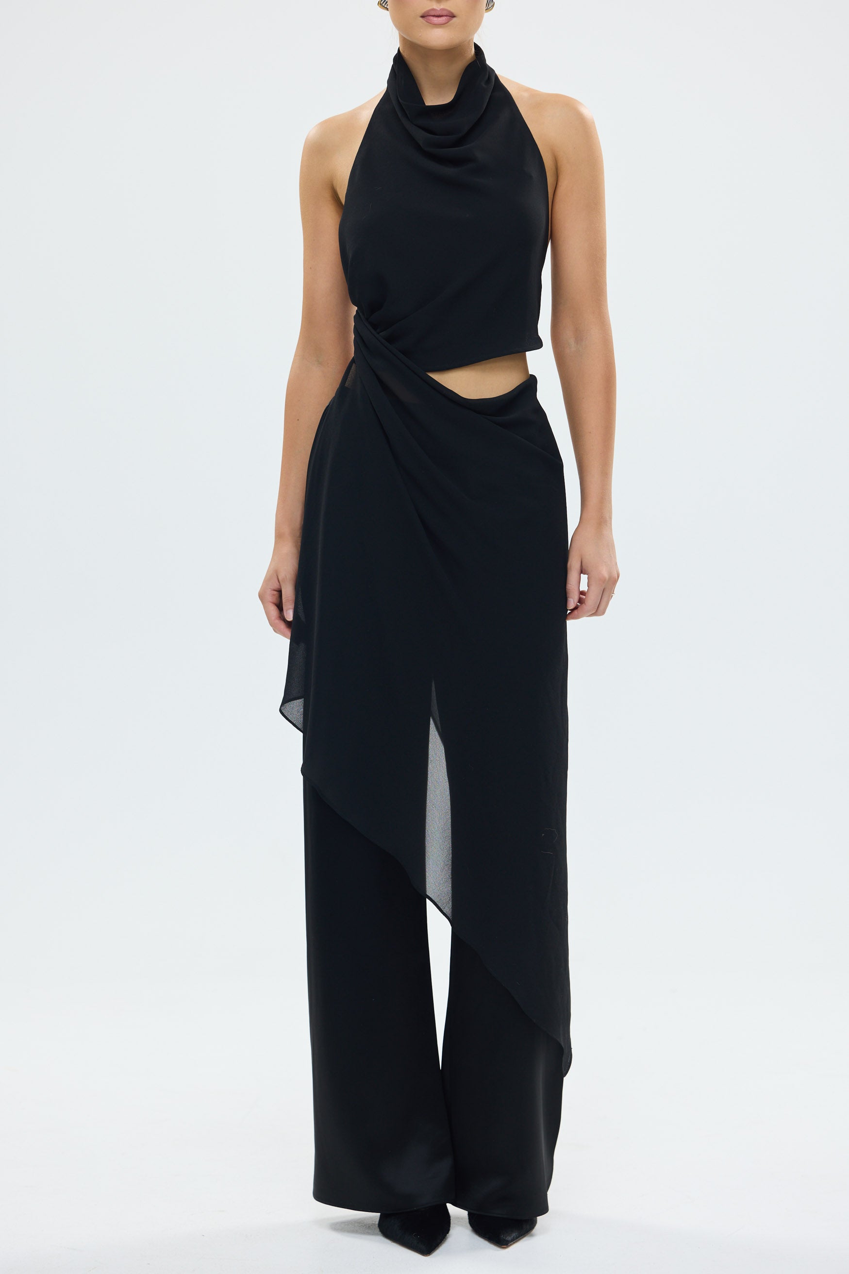 Hailey Cowl Neck Top Black PARTY OUTFIT & PARTY SETS bubish