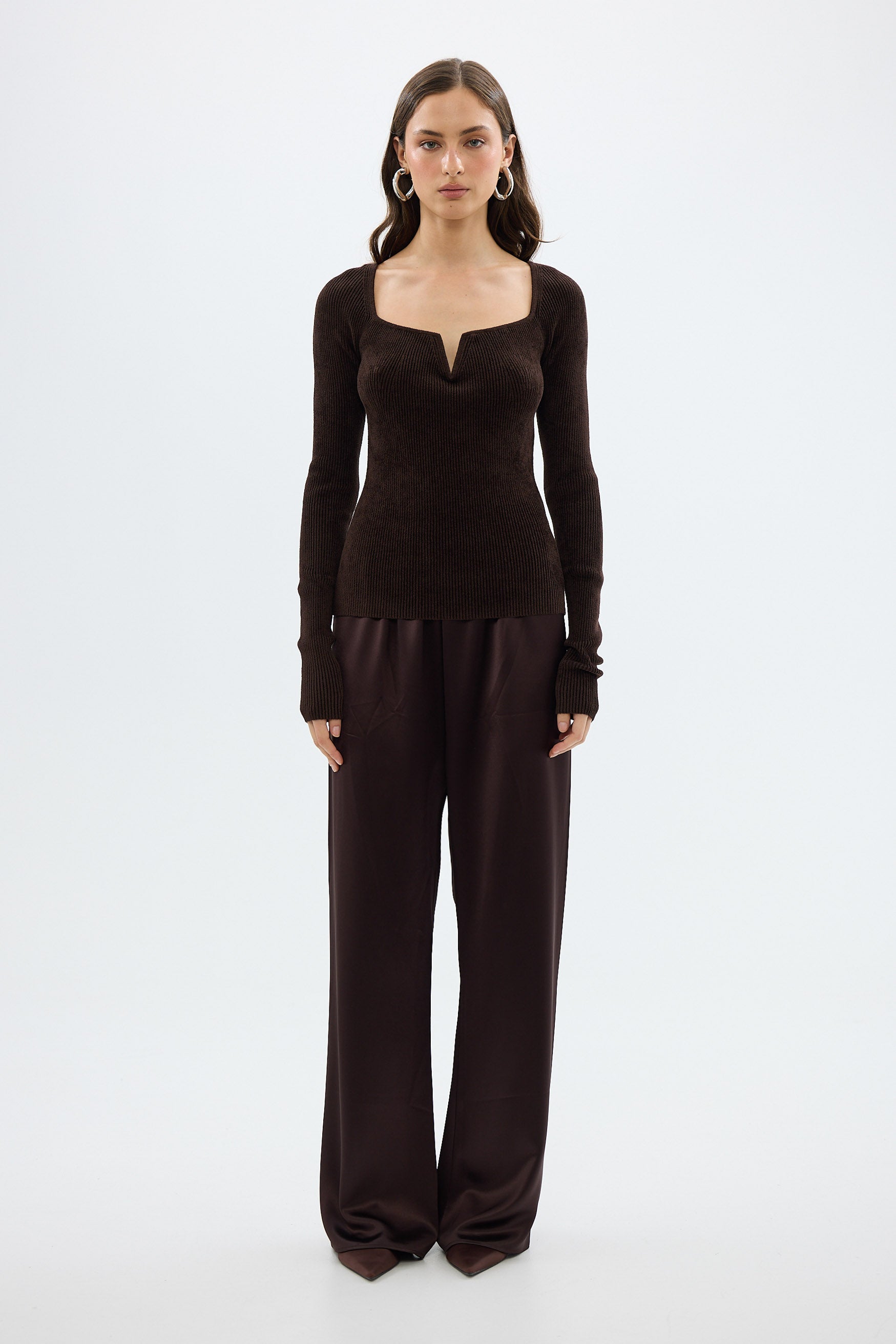bubish Hazel Velour Long Sleeve Top Chocolate LONG SLEEVE TOP