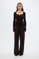 bubish Hazel Velour Long Sleeve Top Chocolate LONG SLEEVE TOP