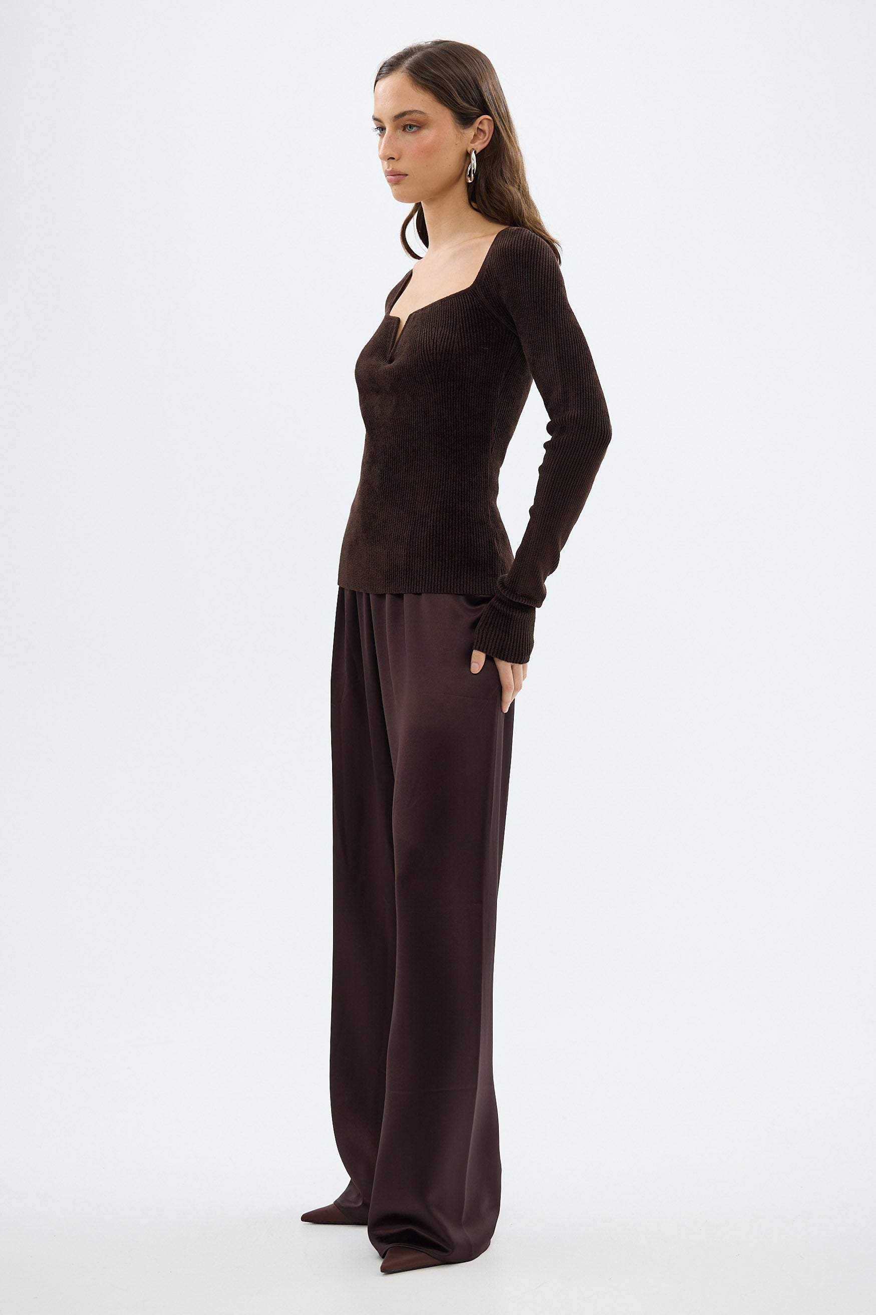 bubish Hazel Velour Long Sleeve Top Chocolate LONG SLEEVE TOP