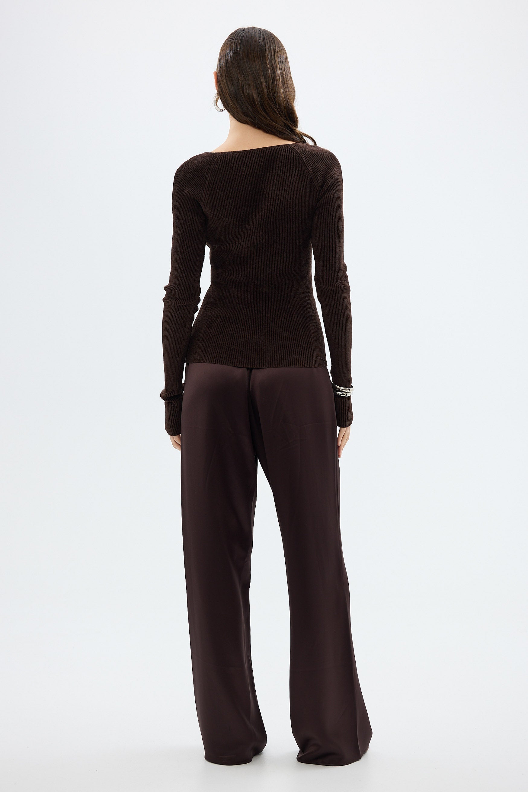 bubish Hazel Velour Long Sleeve Top Chocolate LONG SLEEVE TOP