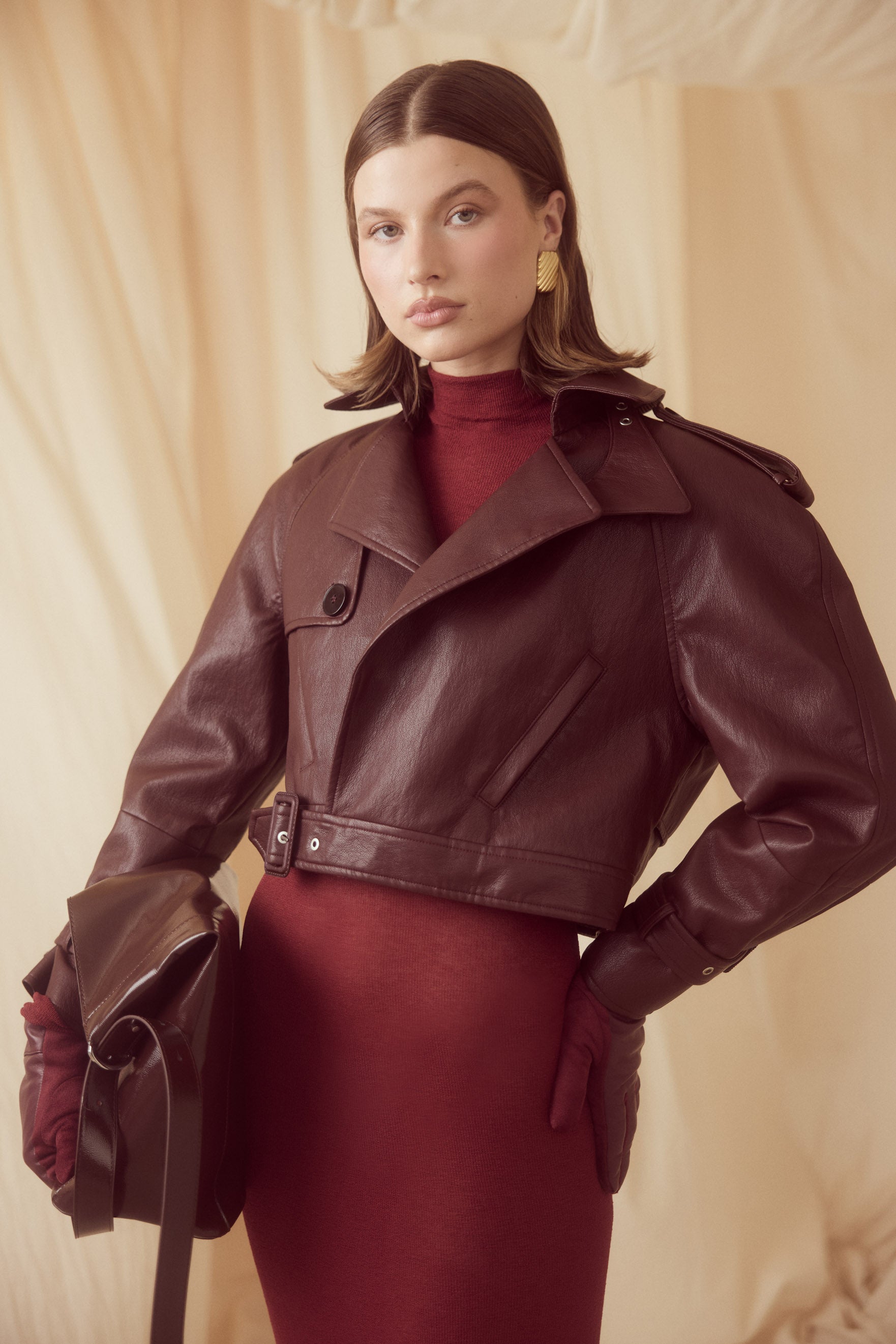 bubish Kara Jacket - Cherry FAUX LEATHER JACKET