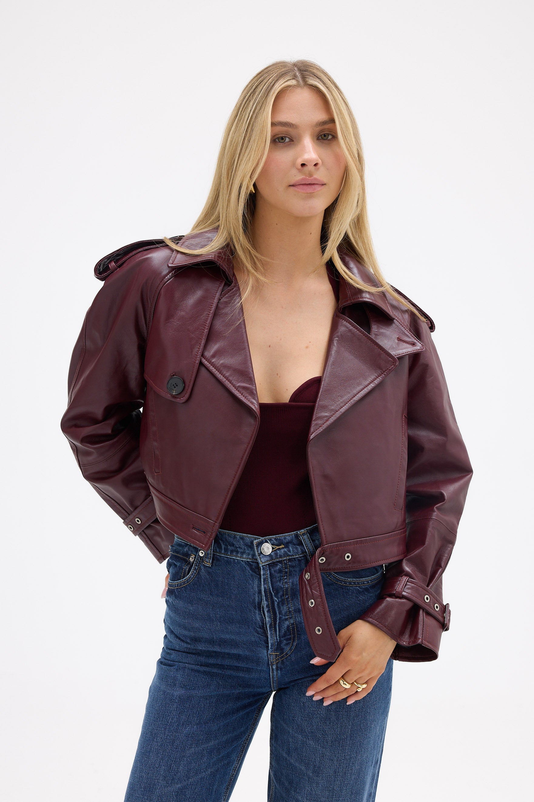 bubish Kara Jacket - Cherry FAUX LEATHER JACKET