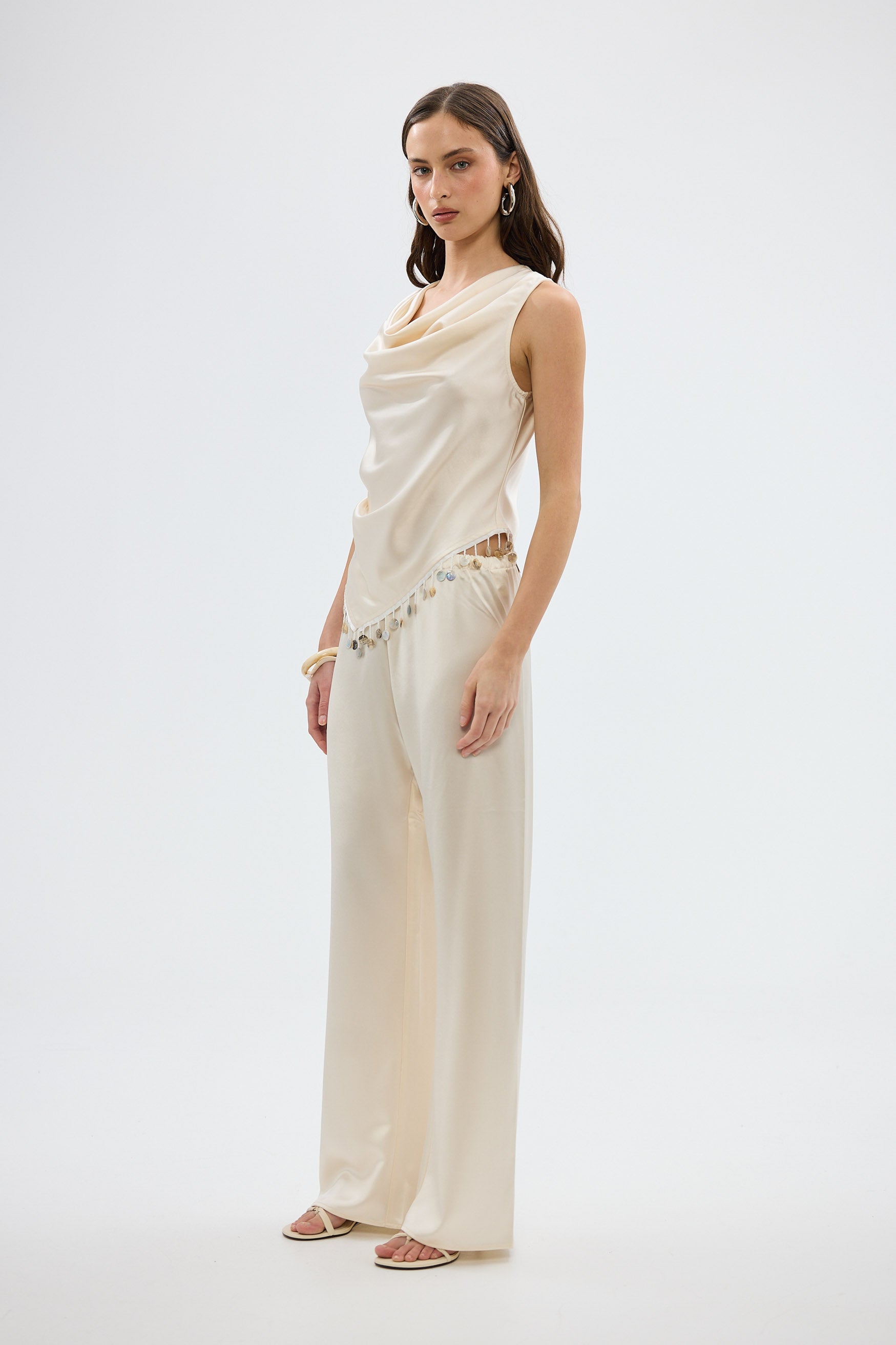 bubish Laila Shell Cowl Neck Top Ivory TOP