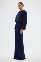bubish Lola Crop Jacket - Navy FUR JACKETS