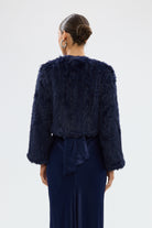 bubish Lola Crop Jacket - Navy FUR JACKETS