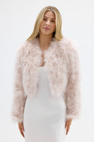 bubish Manhattan Crop Feather Jacket Baby Pink JACKET