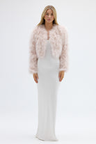 bubish Manhattan Crop Feather Jacket Baby Pink JACKET