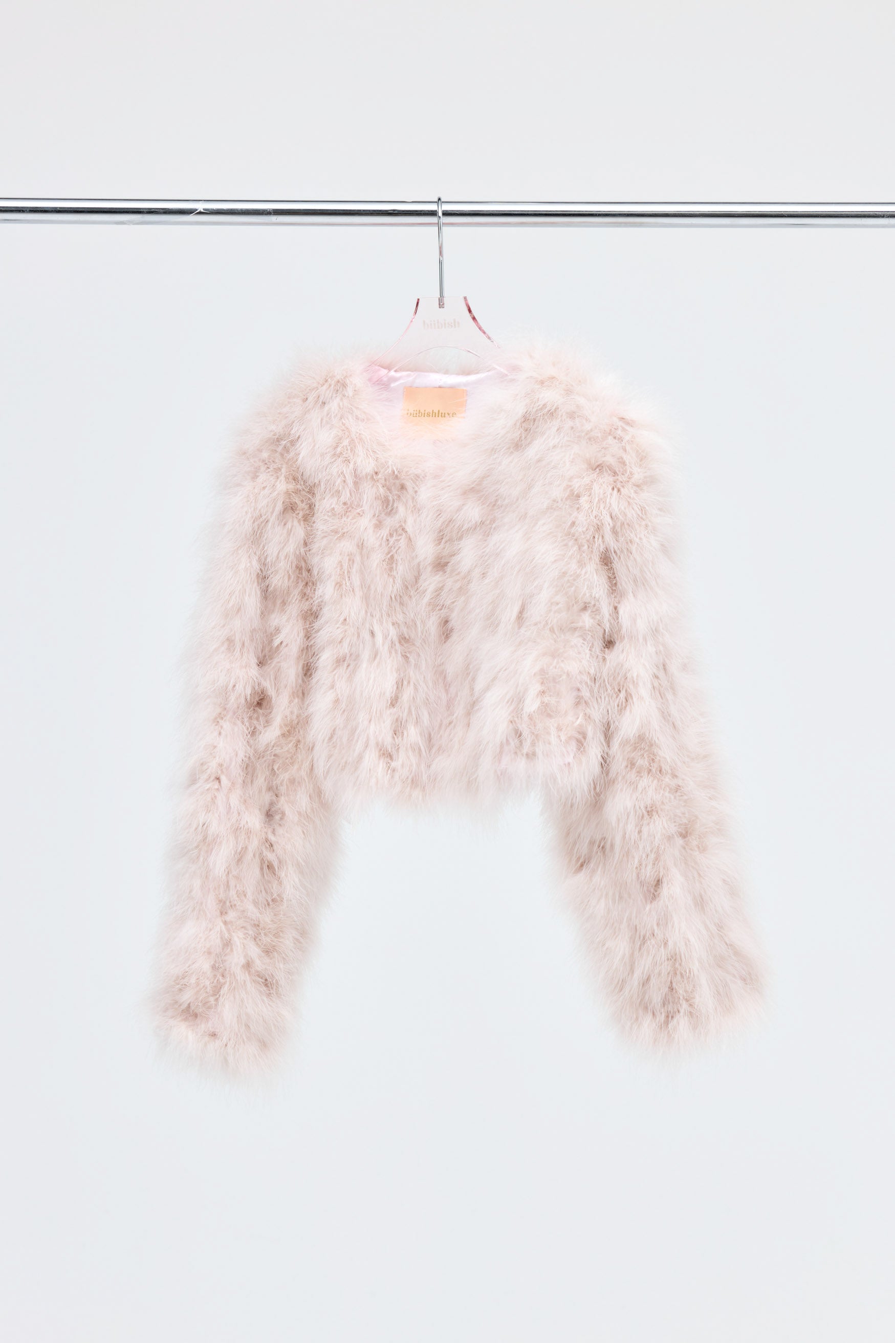 bubish Manhattan Crop Feather Jacket Baby Pink JACKET