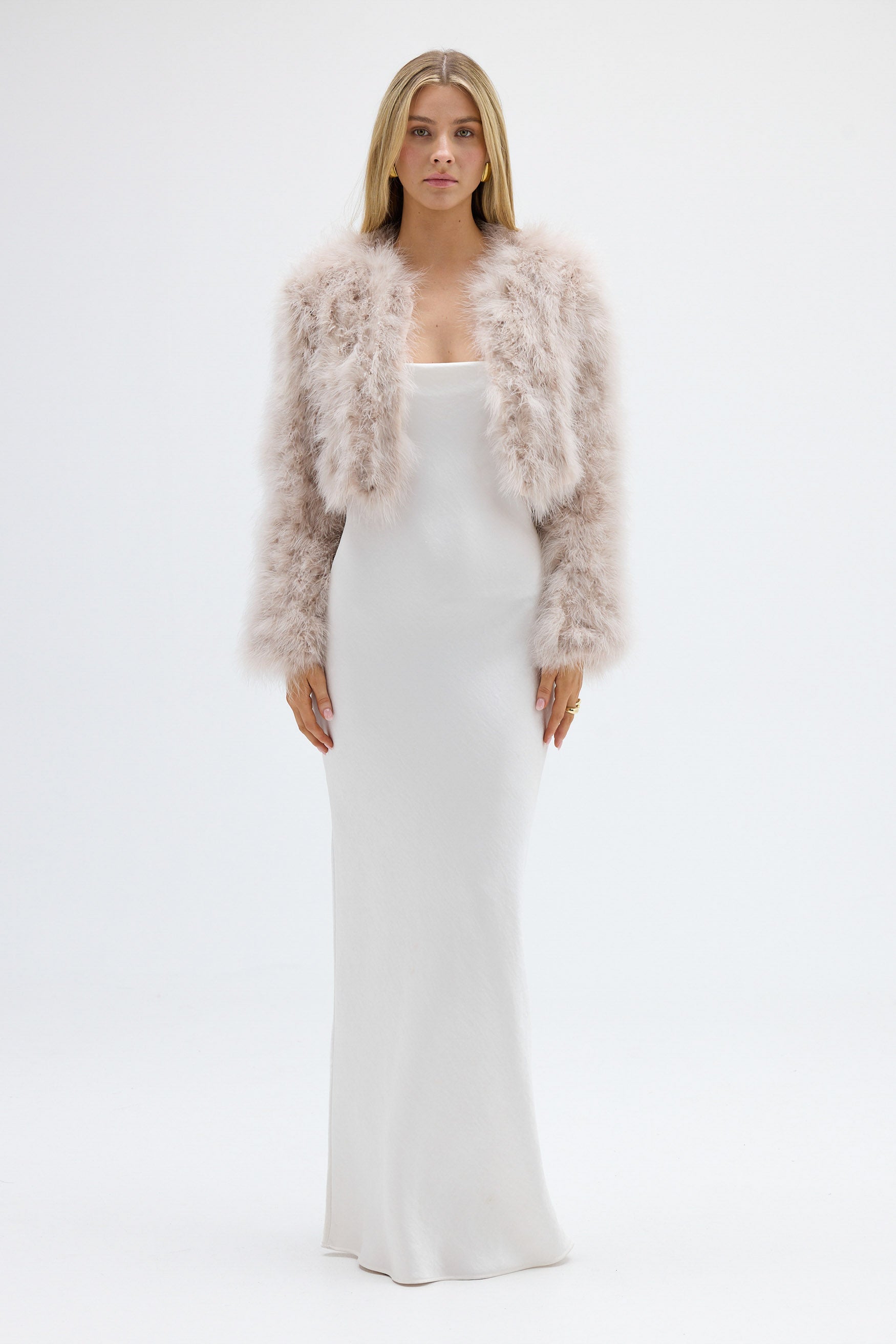Manhattan Crop Feather Jacket - Denim | FEATHER JACKETS
