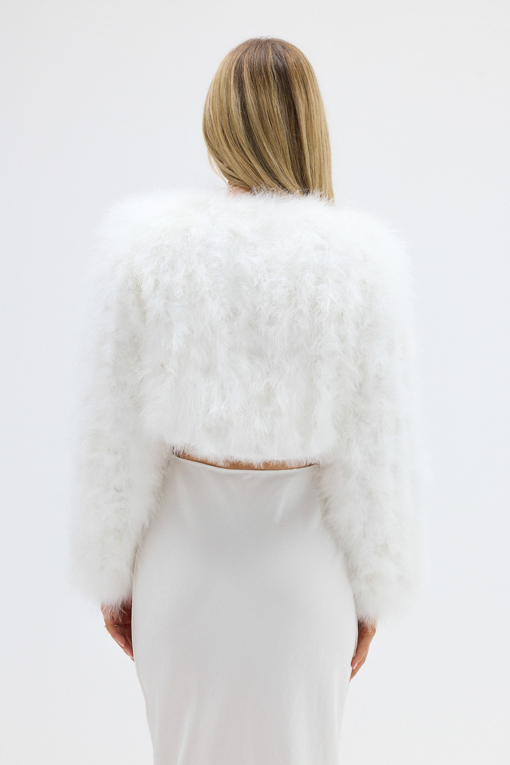 Manhattan Crop Feather Jacket - Sage | FEATHER JACKETS
