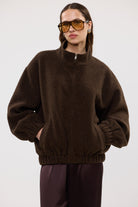 bubish Mason Boucle Bomber Jacket Chocolate BOUCLE BOMBER JACKET