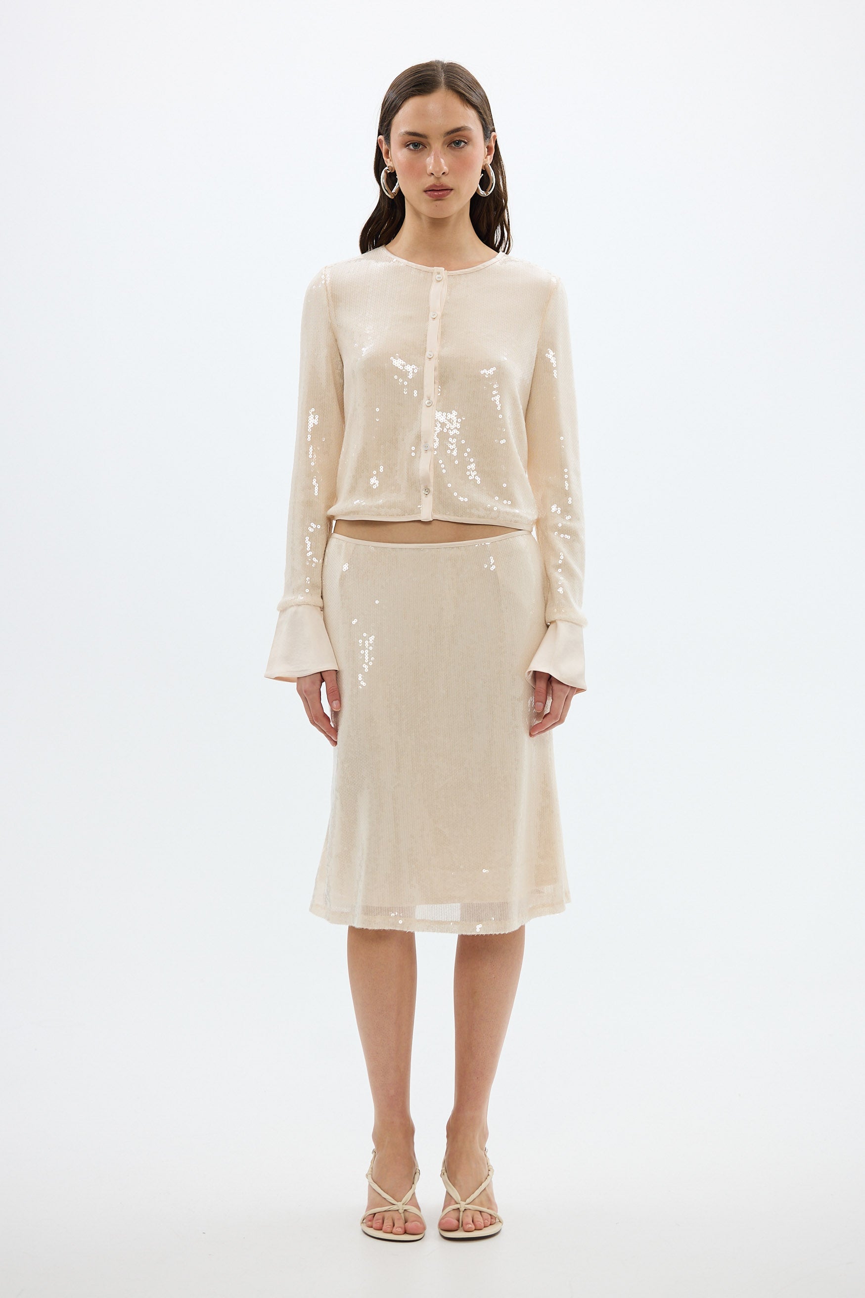 Nadine Sequin Skirt - Pearl Pink